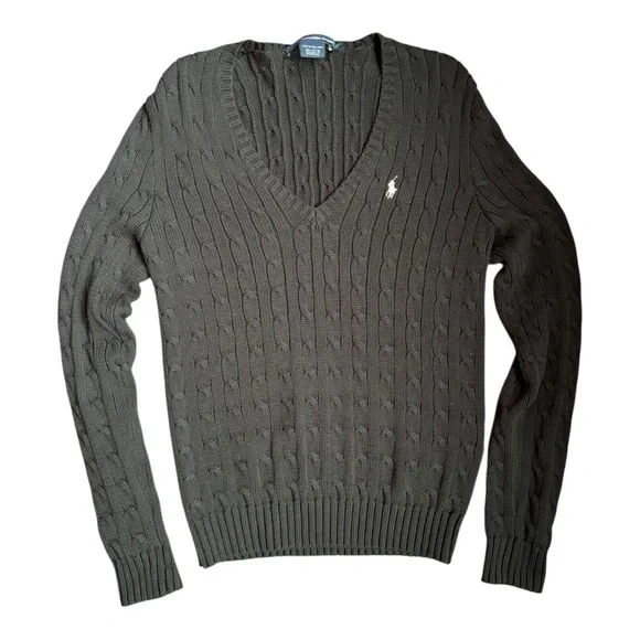 Ralph Lauren Sport Cabled Cotton V-Neck Sweater Hong Kong Women’s Size L - Picture 8 of 8